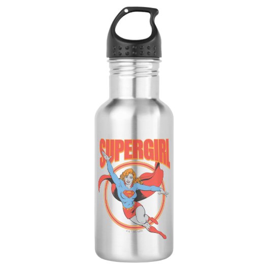 True Vintag Supergirl Flying Graphic Edelstahlflasche (Vorderseite)