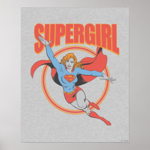 True Vintag Supergirl Flying Graphic Poster