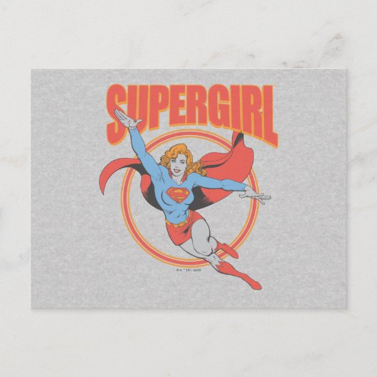 True Vintag Supergirl Flying Graphic Postkarte (Vorderseite)