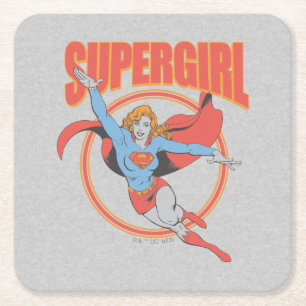 True Vintag Supergirl Flying Graphic Rechteckiger Pappuntersetzer