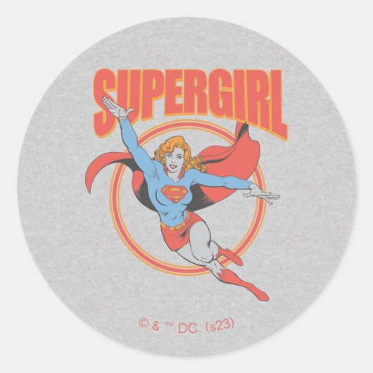 True Vintag Supergirl Flying Graphic Runder Aufkleber (Vorderseite)