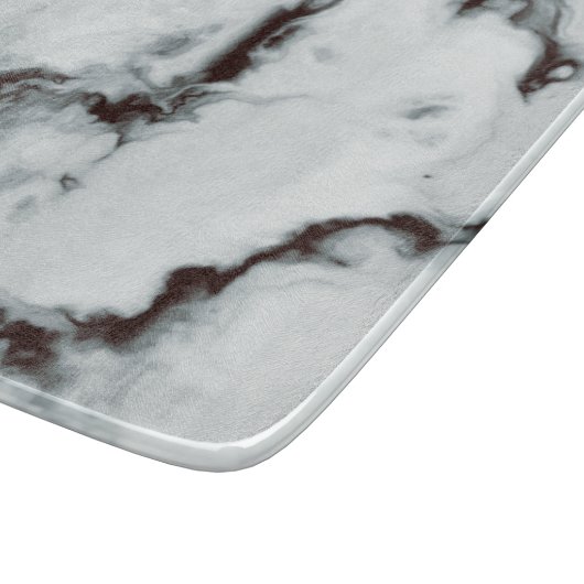 True White Marble Textur Schwarz DJ anpassen Schneidebrett (Ecke)