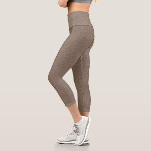Trüffel einfarbig Vintage-Farbe Capri Leggings