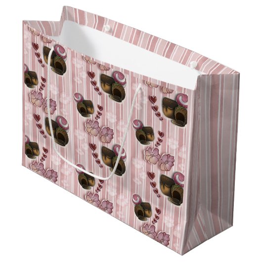 Trüffel-Streifen Große Geschenktüte (Vorderseite Schrägansicht)