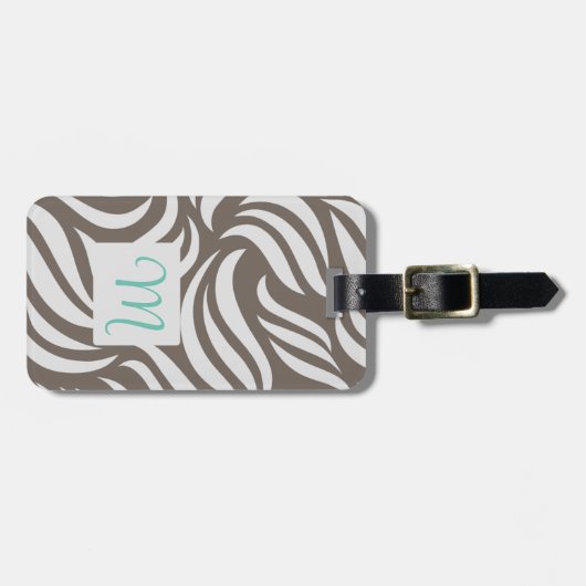 Truffle Modern Foliage & Feminine Monogram Travel Gepäckanhänger (Vorderseite horizontal)