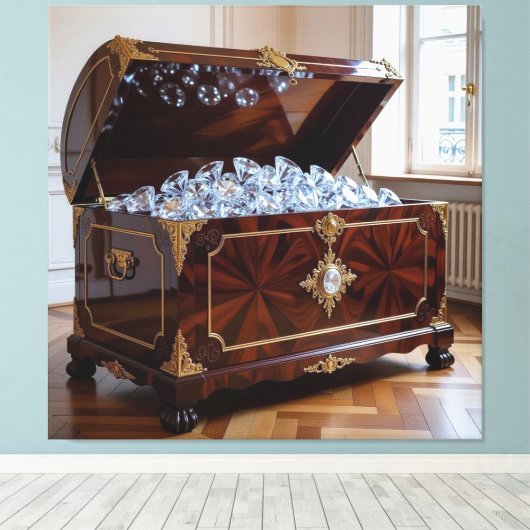 Truhen voller Diamanten Leinwanddruck (Insitu (Holzboden))