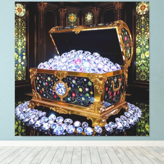 Truhen voller Diamanten Leinwanddruck (Insitu (Holzboden))