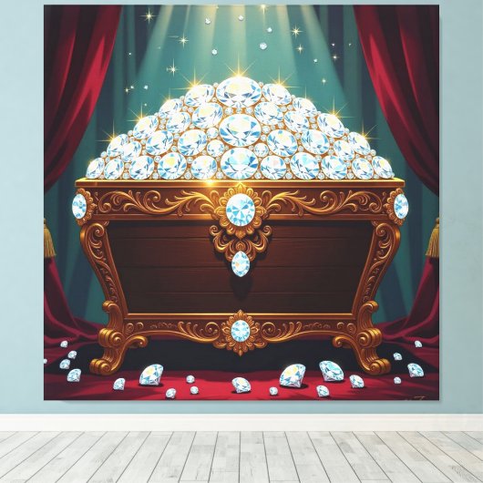 Truhen voller Diamanten Leinwanddruck (Insitu (Holzboden))