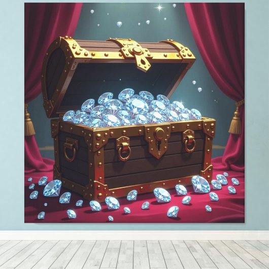 Truhen voller Diamanten Leinwanddruck (Insitu (Holzboden))