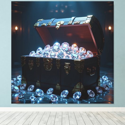 Truhen voller Diamanten Leinwanddruck (Insitu (Holzboden))