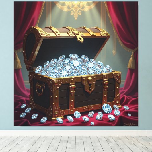 Truhen voller Diamanten Leinwanddruck (Insitu (Holzboden))