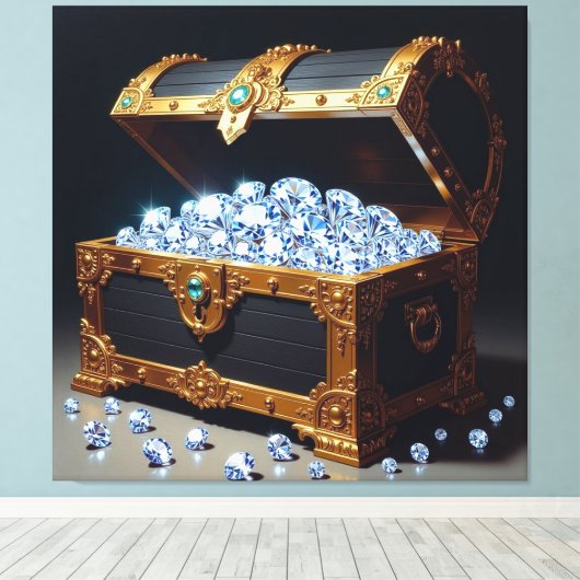 Truhen voller Diamanten Leinwanddruck (Insitu (Holzboden))