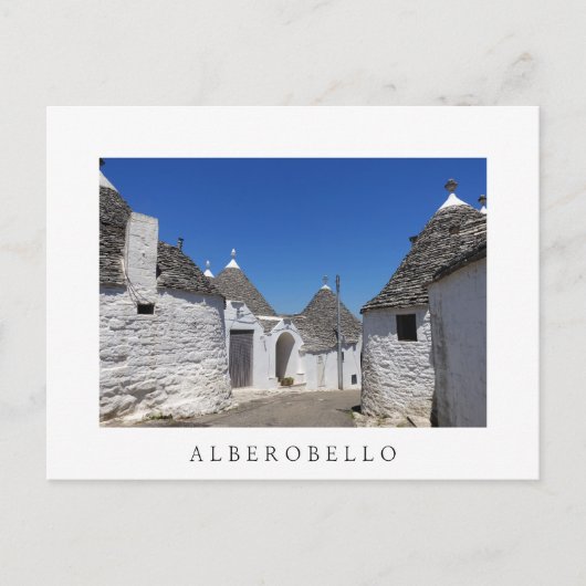 Trulli-Häuser, Alberobello, Apulien, weiße Postkar Postkarte (Vorderseite)