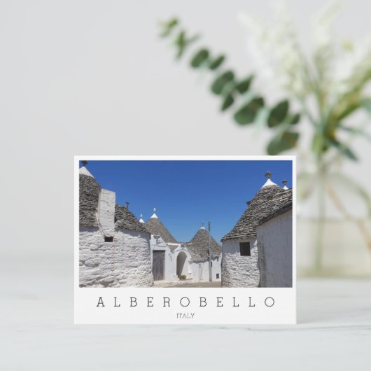 Trulli-Häuser, Alberobello, Puglia weiß Postkarte (Stehend Vorderseite)
