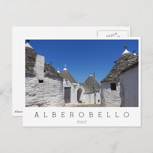 Trulli-Häuser, Alberobello, Puglia weiß Postkarte (Vorne/Hinten)