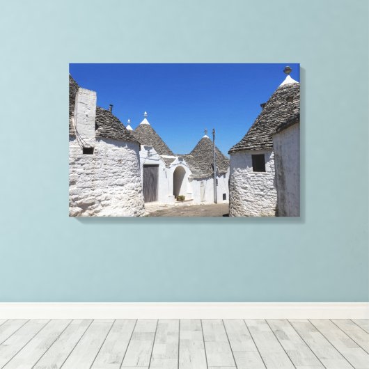 Trulli-Häuser in Alberobello, Puglia, Leinenschrif Leinwanddruck (Insitu (Holzboden))