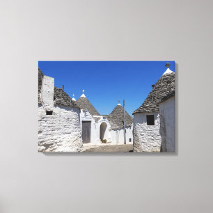 Trulli-Häuser in Alberobello, Puglia, Leinenschrif Leinwanddruck