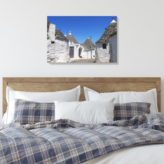 Trulli-Häuser in Alberobello, Puglia, Leinenschrif Leinwanddruck (Insitu (Schlafzimmer))