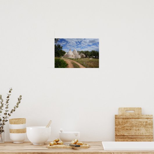 Trulli-Häuser in Apulien Poster (Küche)
