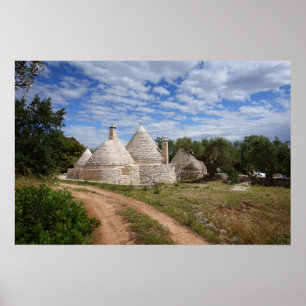 Trulli-Häuser in Puglia/Apulien Poster