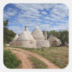 Trulli Häuser in Puglia/in Apulien Quadratischer Aufkleber