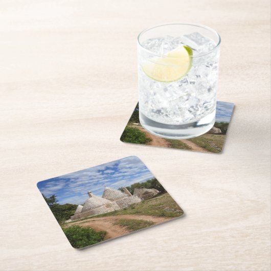 Trulli Häuser in Puglia/in Apulien Rechteckiger Pappuntersetzer (Vor Ort)