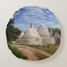 Trulli Häuser in Puglia/in Apulien Rundes Kissen