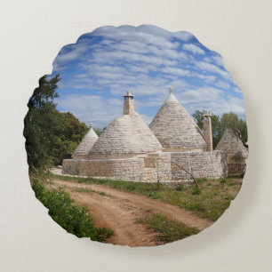 Trulli Häuser in Puglia/in Apulien Rundes Kissen