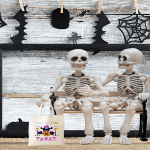 Trum oder Leckerei Skeletton Halloween Tragetasche
