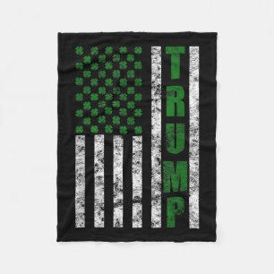 Trump 2020 American Flag Vintag St. Patricks Day Fleecedecke