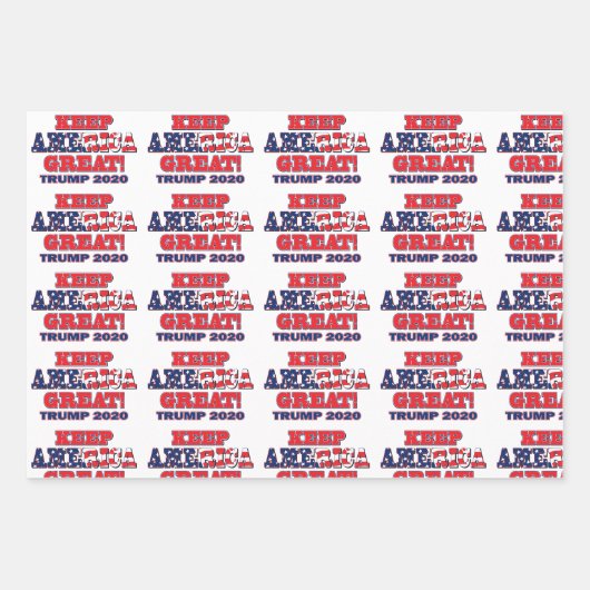 Trump 2020 Behalte Amerika Großes Geschenkpapier Set (Vorderseite)