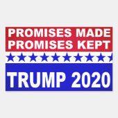 Trump 2020 Behalten Versprechen Rechteckiger Aufkleber (Vorderseite)