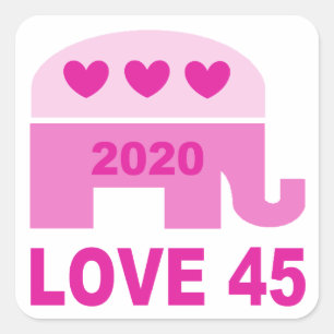 Trump 2020 Liebe 45 populäres rosa Design Quadratischer Aufkleber