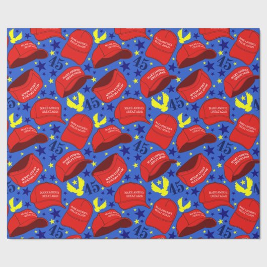 Trump 2020 MAGA Hat Pattern - Blue - Geschenkpapier (Saum)