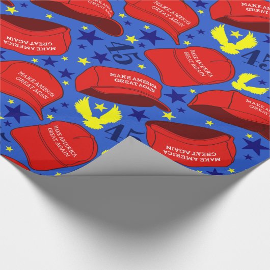 Trump 2020 MAGA Hat Pattern - Blue - Geschenkpapier (Ecke)