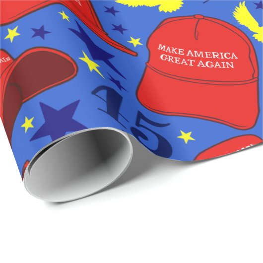 Trump 2020 MAGA Hat Pattern - Blue - Geschenkpapier (Rolleneckpunkt)