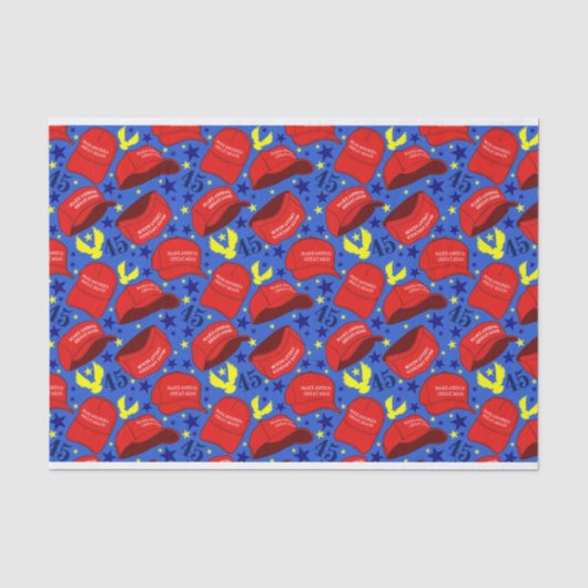 Trump 2020 MAGA Hat Pattern - Blue - Seidenpapier (Vorderseite)