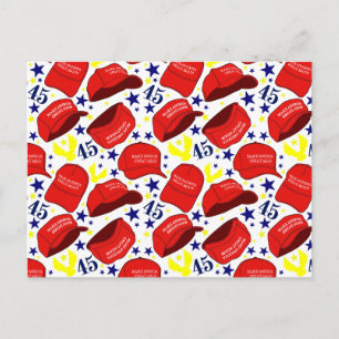 Trump 2020 MAGA Hat Pattern - weiß - Postkarte
