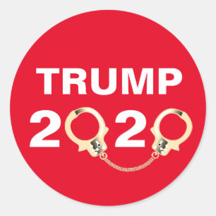 Trump 2020 mit Handschellen Runder Aufkleber