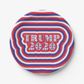 Trump 2020 Patriotic Red White Blue Stripes Pappteller (Vorderseite)