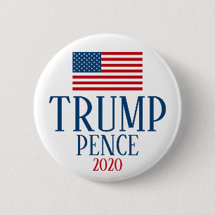 Trump 2020 - Preppy American Flag Red White Blue Button