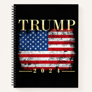 Trump 2020 - Vintage Flagge mit edlem Gold Notizblock