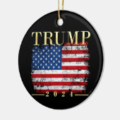 Trump 2020 Vintage Goldflagge Keramik Ornament (Links)