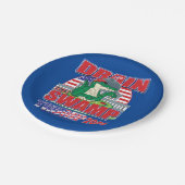 Trump 2020 zieht den Sumpf ab Pappteller (Schrägansicht)