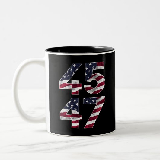 Trump 2024 45 47 Vintag USA Zweifarbige Tasse (Links)