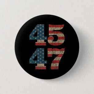 Trump 2024 45 47 Vintage amerikanische Flagge Retr Button