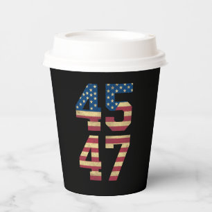 Trump 2024 45 47 Vintage Amerikanische Flagge Retr Pappbecher