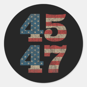 Trump 2024 45 47 Vintage amerikanische Flagge Retr Runder Aufkleber