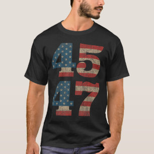 Trump 2024 45 47 Vintage amerikanische Flagge Retr T-Shirt