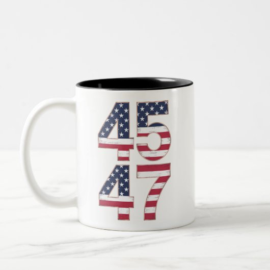 Trump 2024 45 47 Vintage Zweifarbige Tasse (Links)